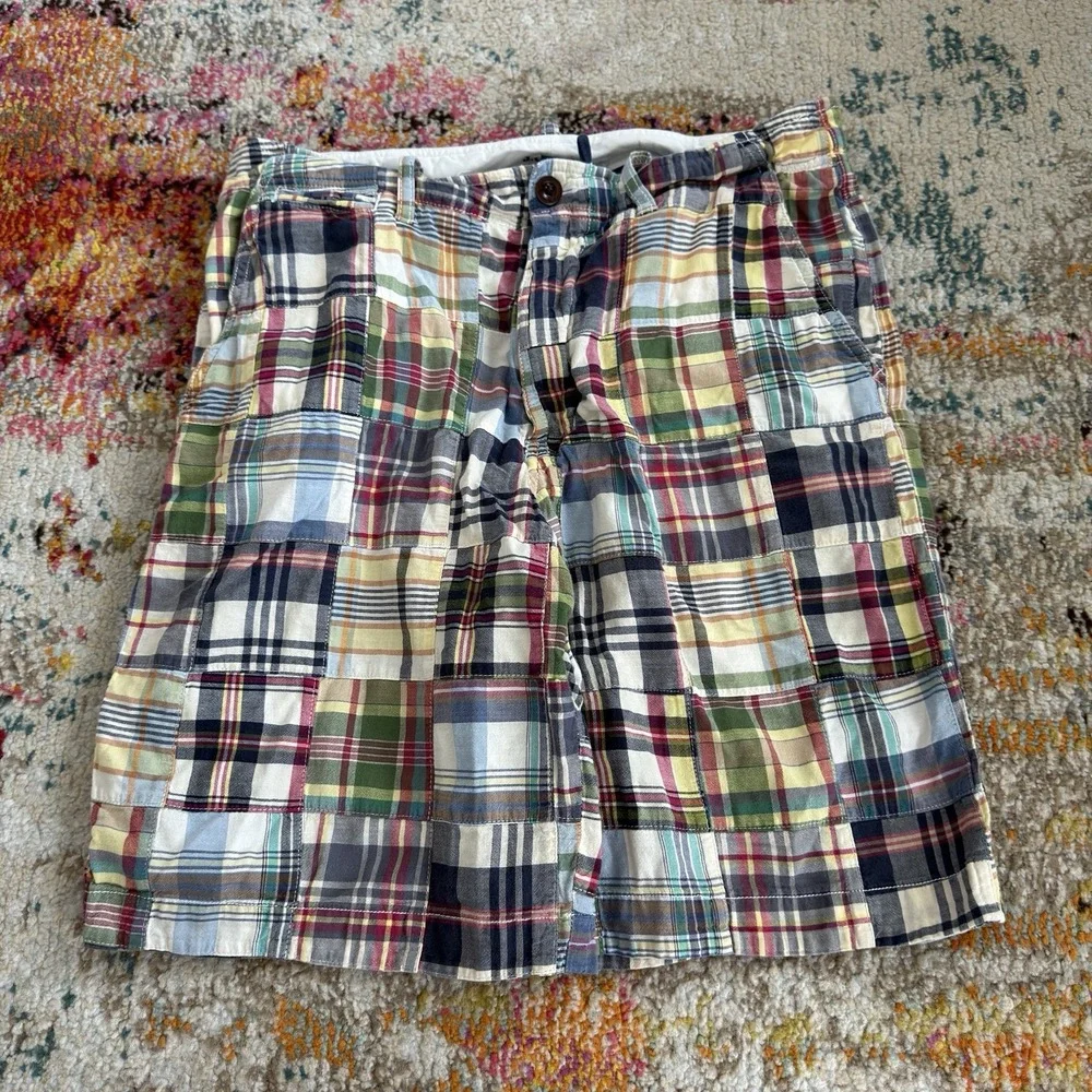 J.Crew Patchwork Plaid Madras Shorts Mens Size 30W Multicolor Preppy Y2K